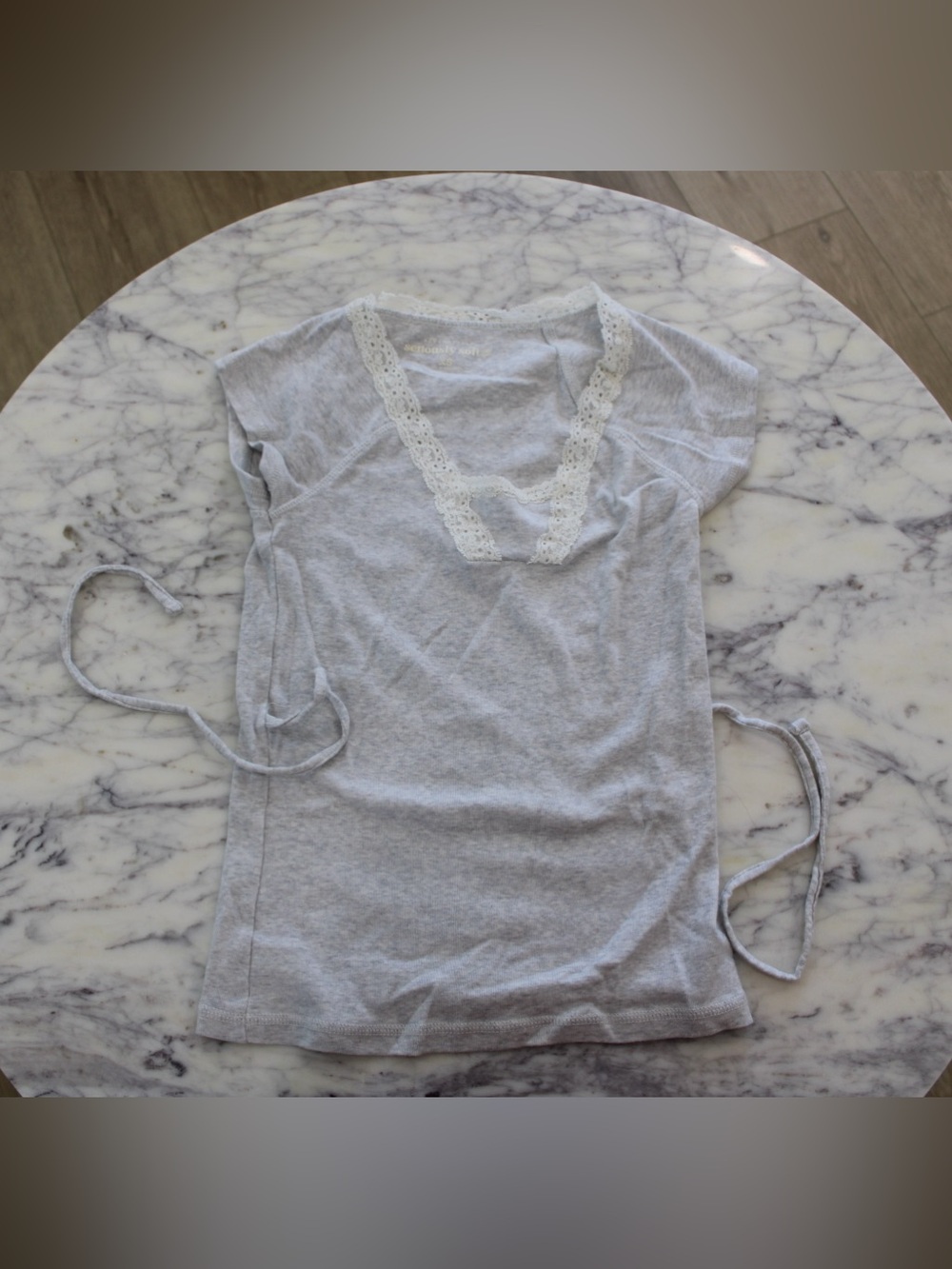 Aeropostale Light Gray Lace-Trim Top